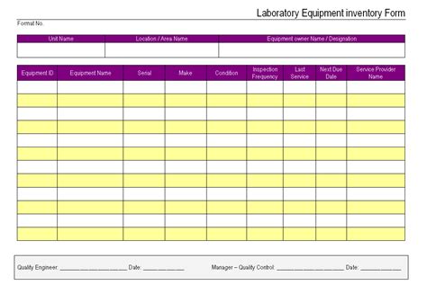 laboratory equipment inventory